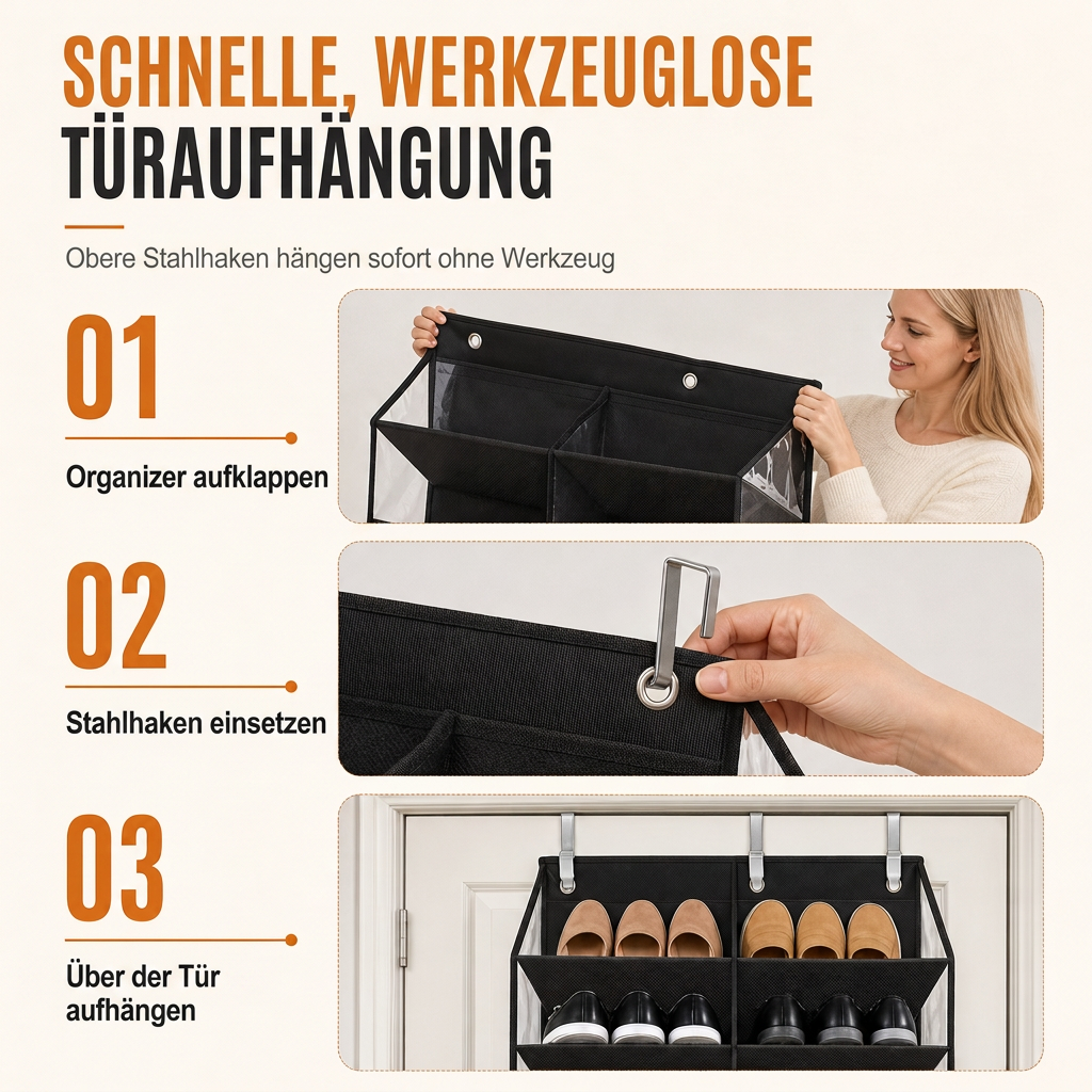 🧺✨ Über der Tür hängende Aufbewahrungstasche mit 20 Netztaschen – großer mehrlagiger Organizer für mehr Ordnung im Haushalt 🏠