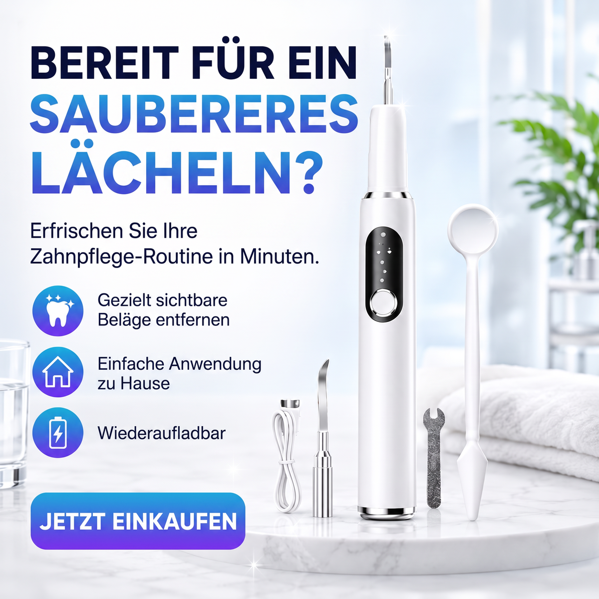 🦷✨ 50 % Rabatt! Tragbarer Ultraschall-Zahnreiniger – Zahnsteinentferner-Set für die Zahnpflege zuhause