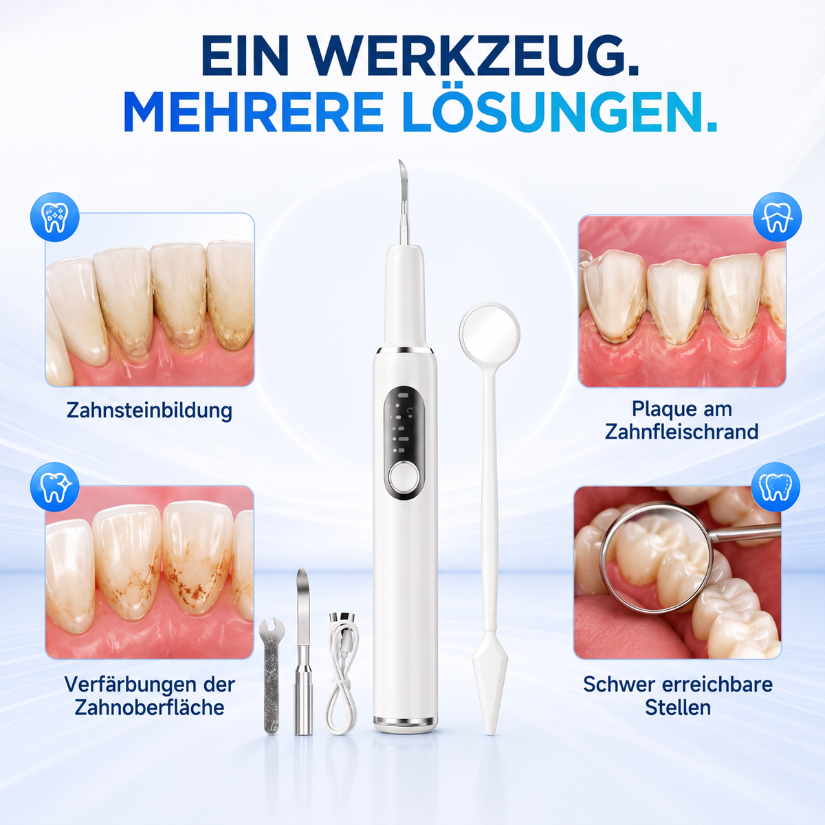 🦷✨ 50 % Rabatt! Tragbarer Ultraschall-Zahnreiniger – Zahnsteinentferner-Set für die Zahnpflege zuhause
