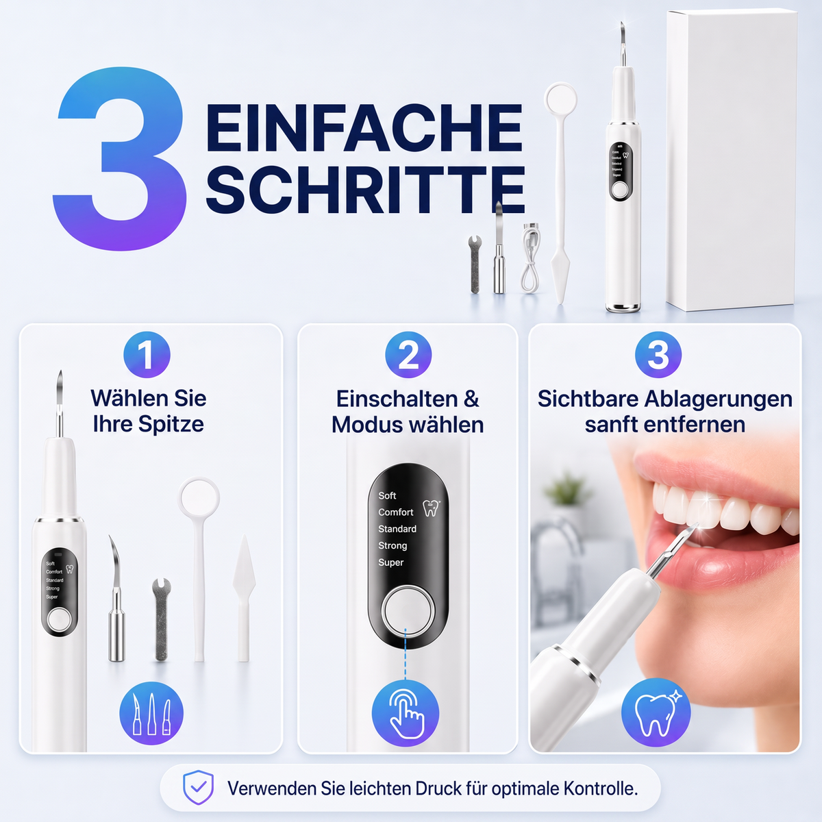 🦷✨ 50 % Rabatt! Tragbarer Ultraschall-Zahnreiniger – Zahnsteinentferner-Set für die Zahnpflege zuhause