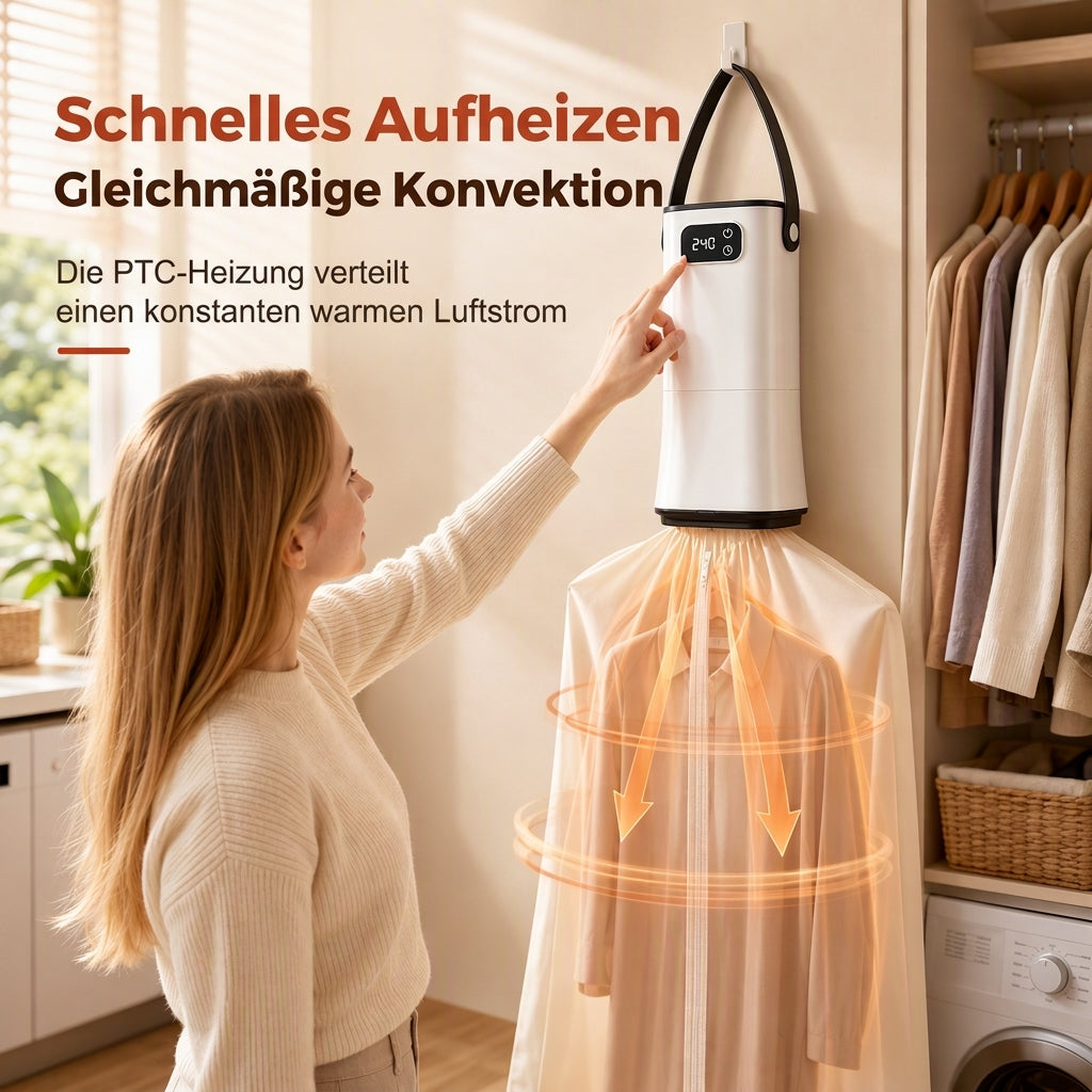 👕 Tragbarer Kleidungstrockner: Schnelle Hitze, geräuschloses Trocknen bei Nacht, faltbar, reisegeeignet, Aufbau in 4 Schritten