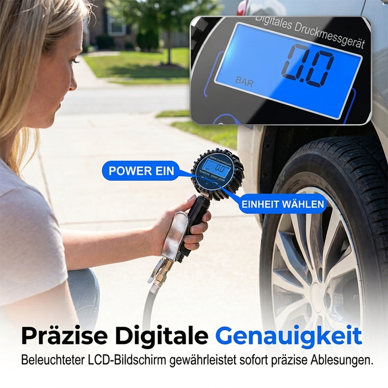 📢📢50% RABATT !!⏰Digitaler Reifendruckmesser mit Aufpumpfunktion
