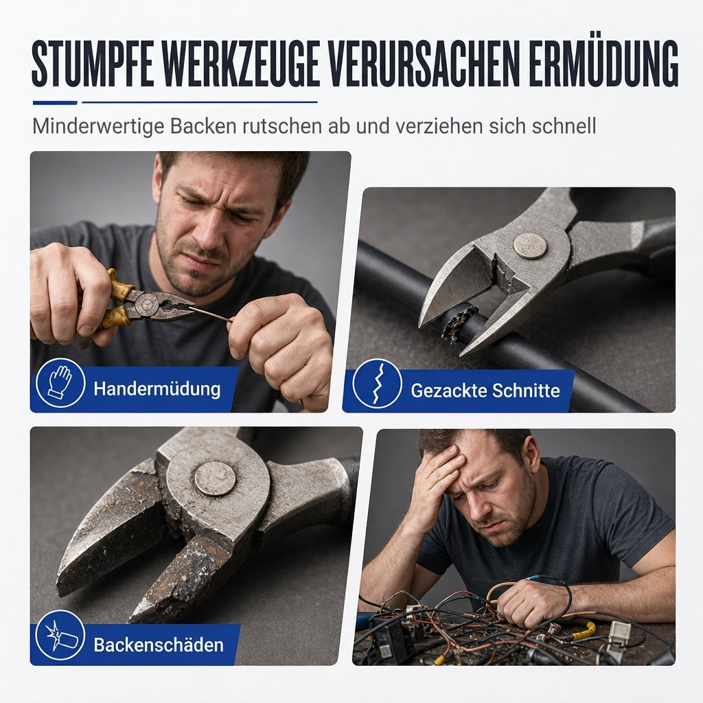 🔧 Präzisions-Seitenschneider: Bündiger Schnitt, federbelastet, aus geschwärztem Stahl, rutschfester Griff