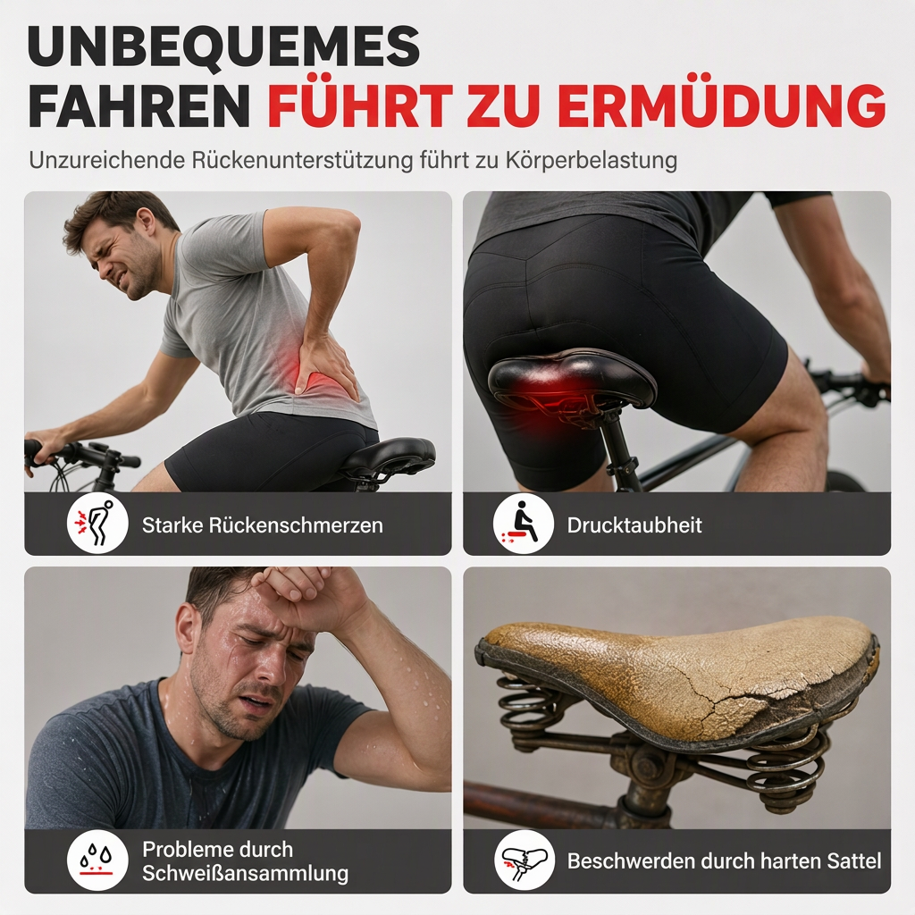 📢📢50% RABATT !!⏰ Breiter Fahrradsattel – Rückenlehne & übergroßer Komfort für E-Bikes ✨
