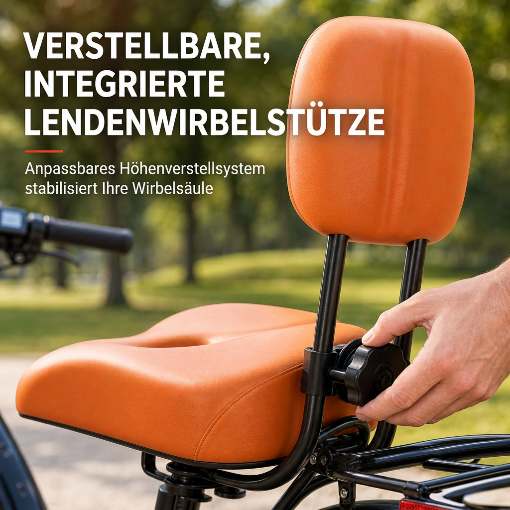 📢📢50% RABATT !!⏰ Breiter Fahrradsattel – Rückenlehne & übergroßer Komfort für E-Bikes ✨