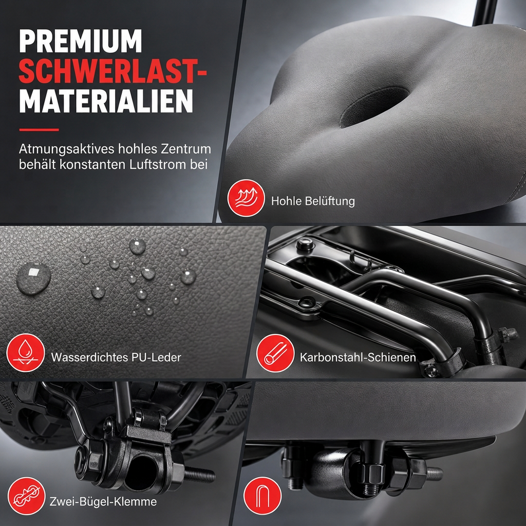 📢📢50% RABATT !!⏰ Breiter Fahrradsattel – Rückenlehne & übergroßer Komfort für E-Bikes ✨