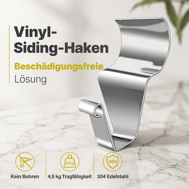 🧱 50 % RABATT! 🏠 Robuste Hakenhalterungen aus Edelstahl 304 für Vinylverkleidungen – bohrfreie Montage für Dekorationen im Außenbereich 🔩