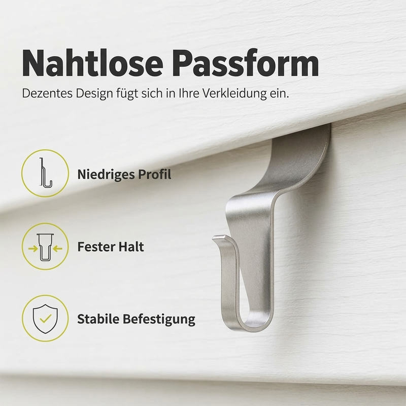 🧱 50 % RABATT! 🏠 Robuste Hakenhalterungen aus Edelstahl 304 für Vinylverkleidungen – bohrfreie Montage für Dekorationen im Außenbereich 🔩