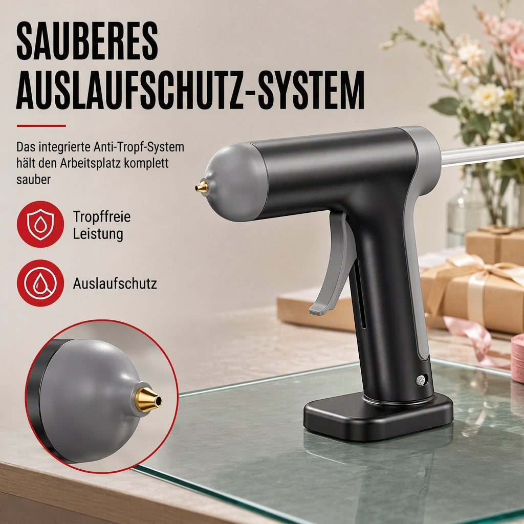 📢📢 50% RABATT!! ⏰ Kabelloses Heißklebepistolen-Set mit 2000mAh wiederaufladbarem Akku und Kupferdüse, inklusive 10 Klebestifte für DIY-Bastelarbeiten und den Heimgebrauch