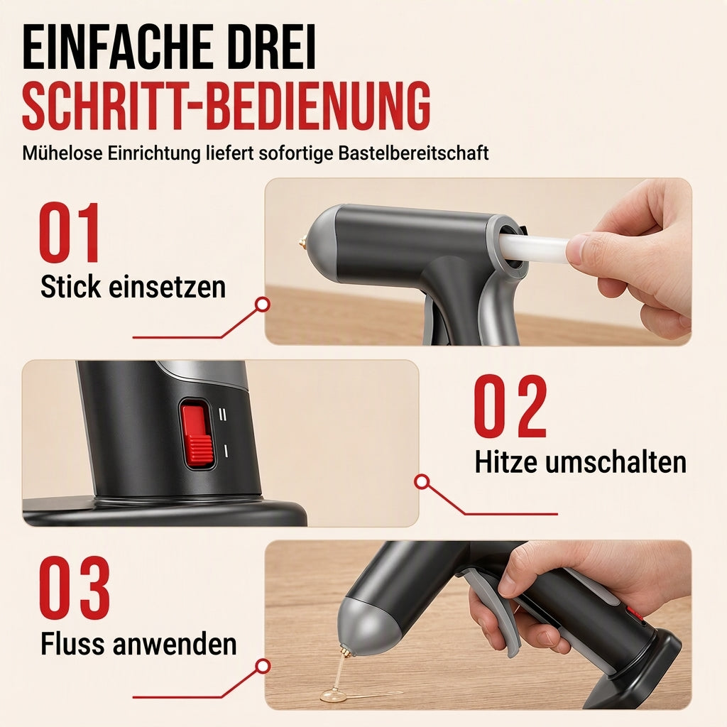 📢📢 50% RABATT!! ⏰ Kabelloses Heißklebepistolen-Set mit 2000mAh wiederaufladbarem Akku und Kupferdüse, inklusive 10 Klebestifte für DIY-Bastelarbeiten und den Heimgebrauch