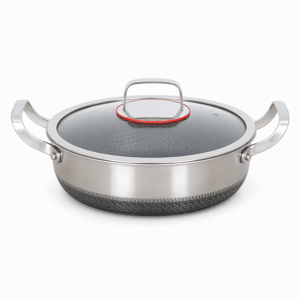 🍳 50 % RABATT 🥘 Verdickter Edelstahl-Antihaft-Wok mit Deckel, flacher Boden, zwei Griffe, hitzebeständig & leicht zu reinigen ✨