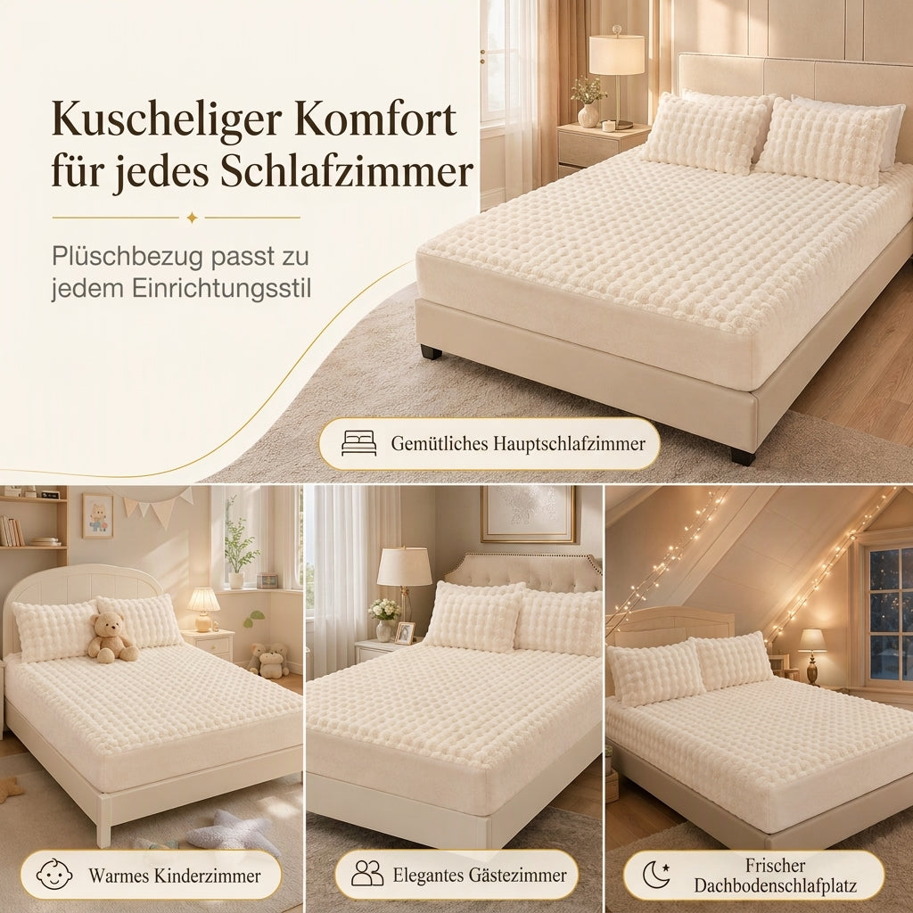 🛏️50% Rabatt!☁️Weiches Hasenplüsch Milchvelours Spannbettlaken, staubdichter Matratzenschutz für behagliche Nächte 🧸
