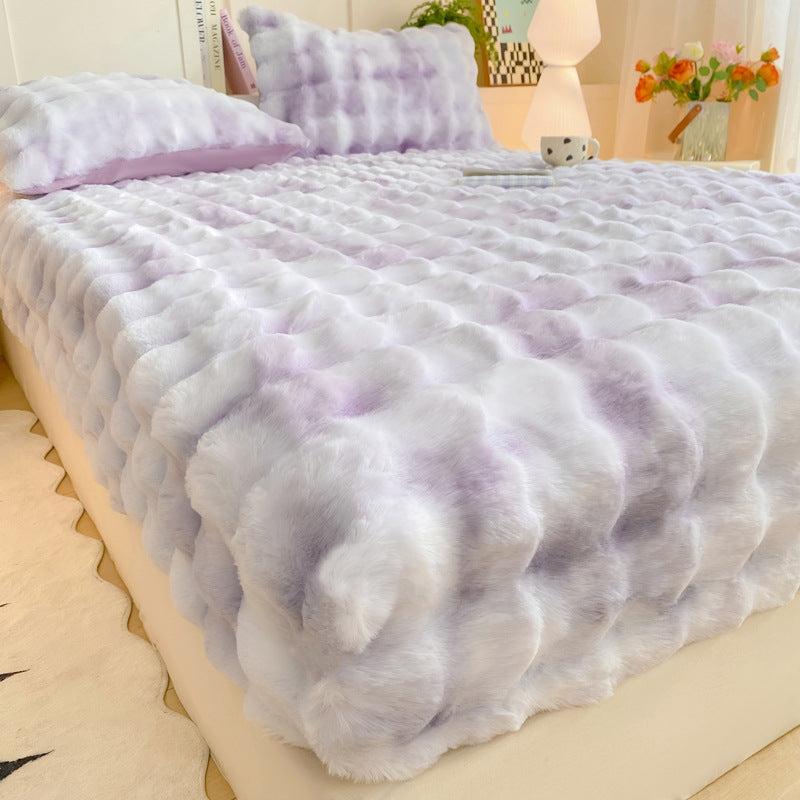 🛏️50% Rabatt!☁️Weiches Hasenplüsch Milchvelours Spannbettlaken, staubdichter Matratzenschutz für behagliche Nächte 🧸