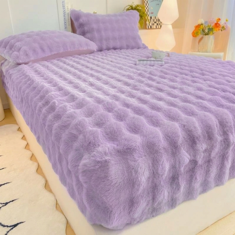 🛏️50% Rabatt!☁️Weiches Hasenplüsch Milchvelours Spannbettlaken, staubdichter Matratzenschutz für behagliche Nächte 🧸