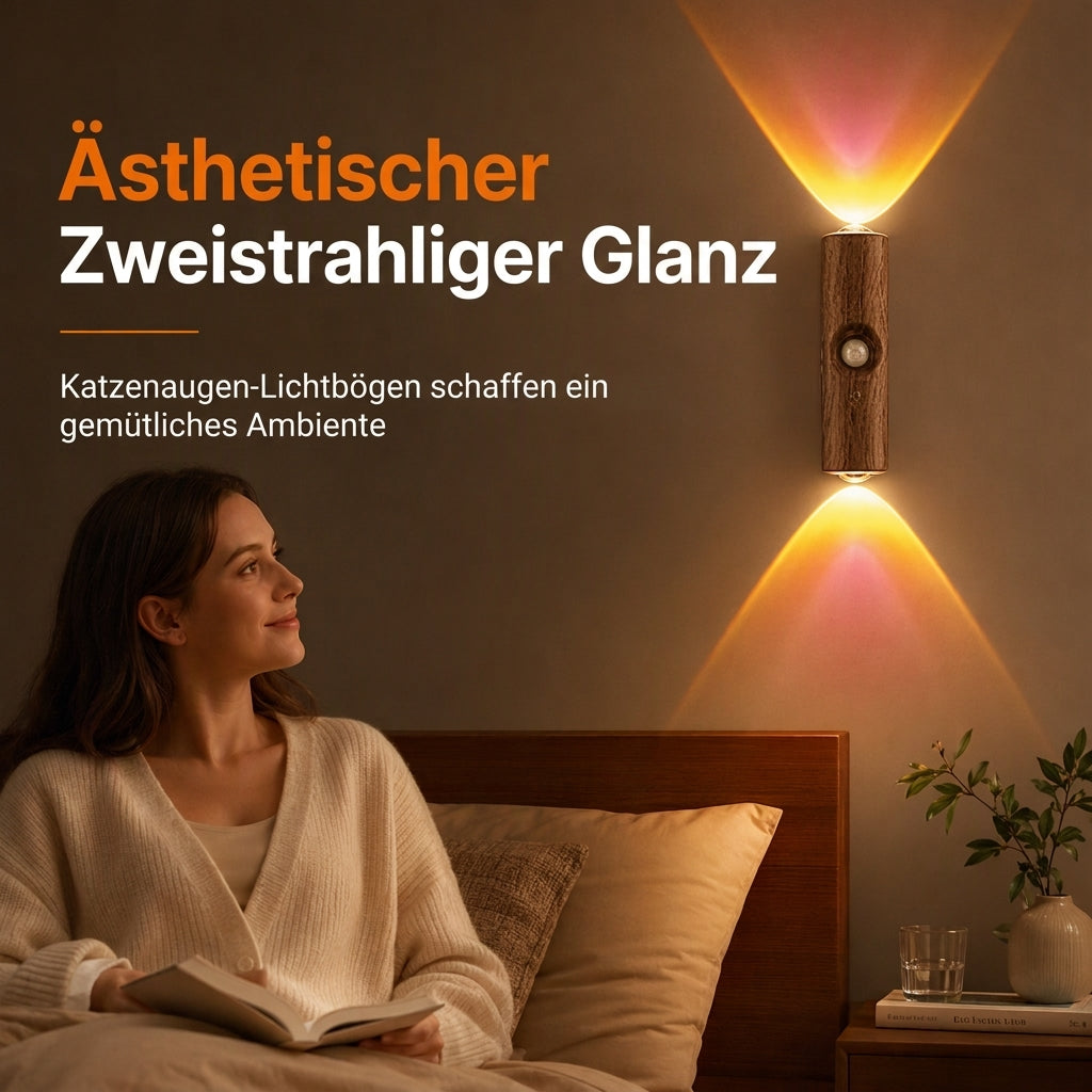 Wiederaufladbare intelligente Wandleuchte mit Bewegungssensor Katzenaugen-Hill-Projektion LED-Nachtlicht mit RGB-Farbumschlag für Umgebungsbeleuchtung