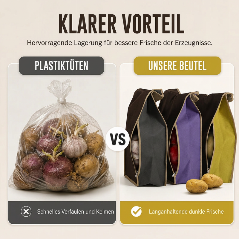 🥔✨ Großer Aufbewahrungsbeutel für Kartoffeln aus Vliesstoff – Ideal zur Aufbewahrung von Kartoffeln, Zwiebeln und Gemüse
