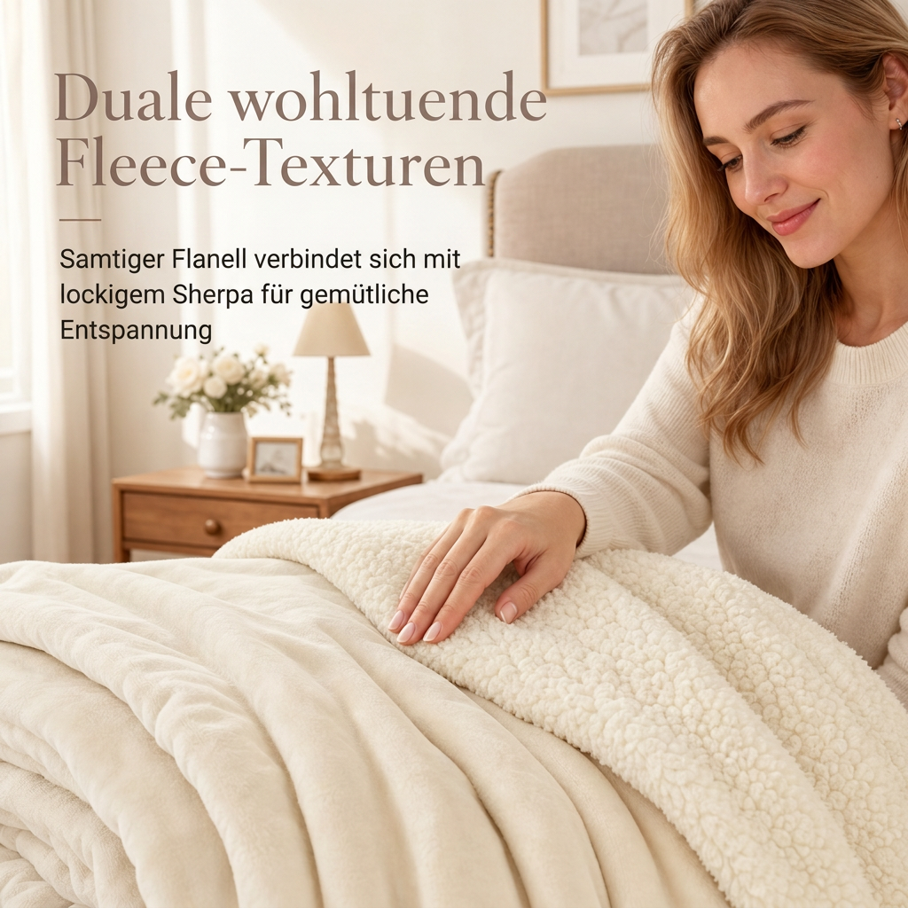 Zweilagige, verdickte Überwurfdecke aus Flanell und Sherpa-Fleece – warme Klimaanlage-Decke