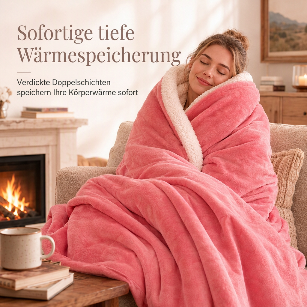 Zweilagige, verdickte Überwurfdecke aus Flanell und Sherpa-Fleece – warme Klimaanlage-Decke