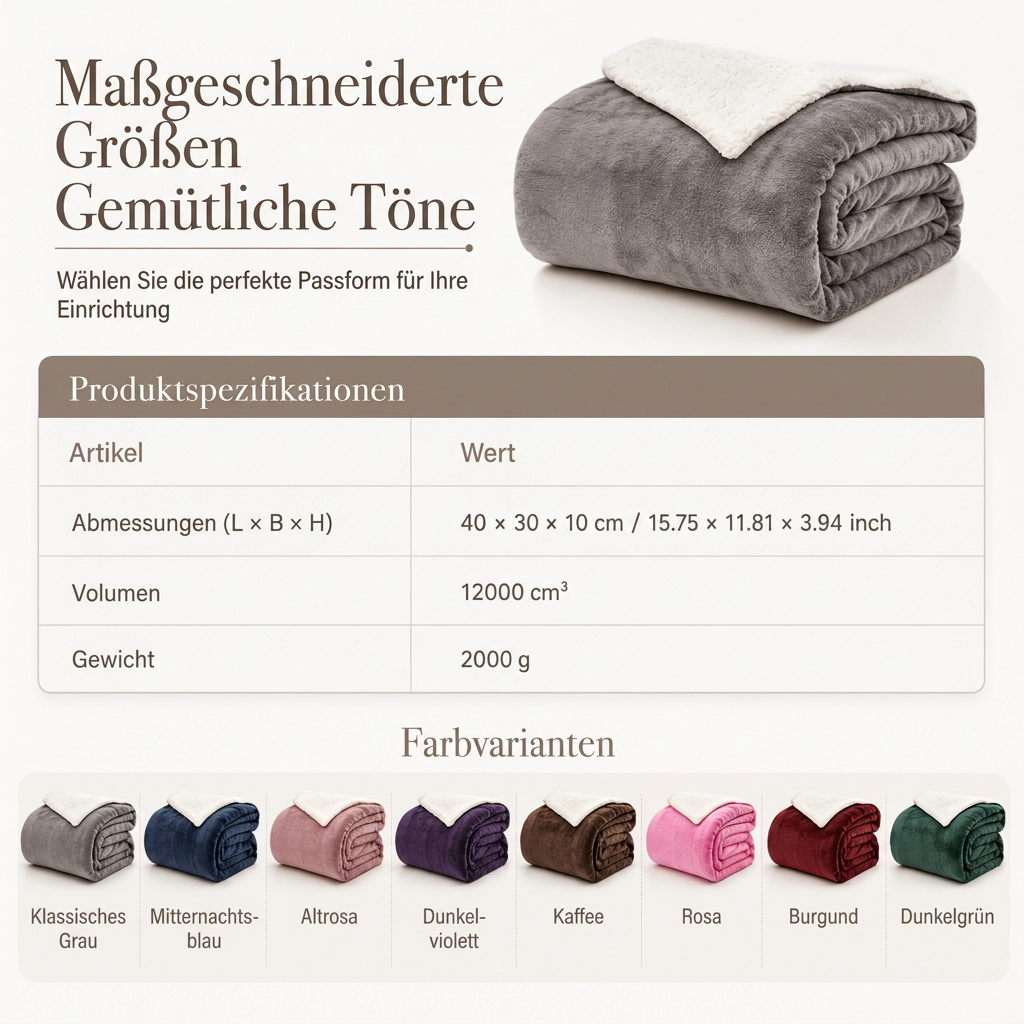 Zweilagige, verdickte Überwurfdecke aus Flanell und Sherpa-Fleece – warme Klimaanlage-Decke