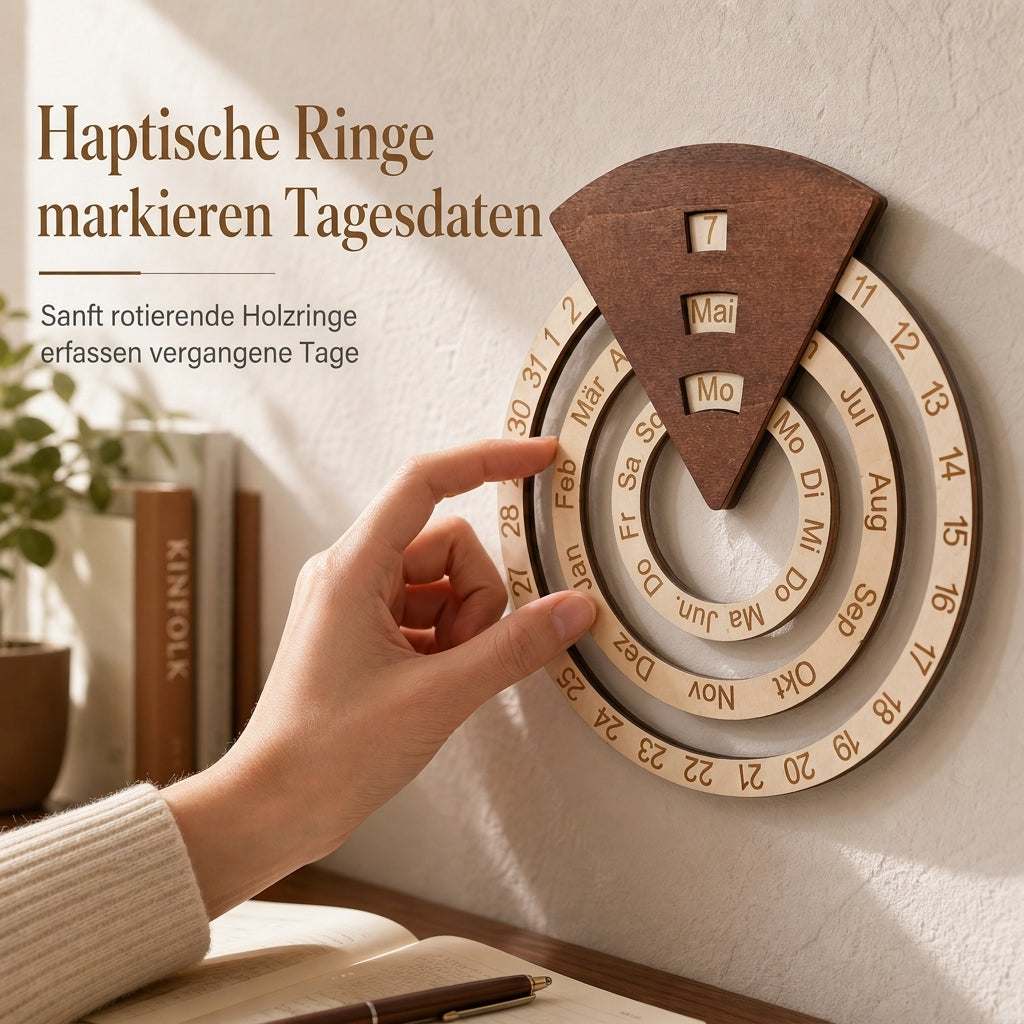 ⏳Nur für kurze Zeit: 50 % Rabatt⏰Runder, drehbarer ewiger Kalender aus Holz🪵📅