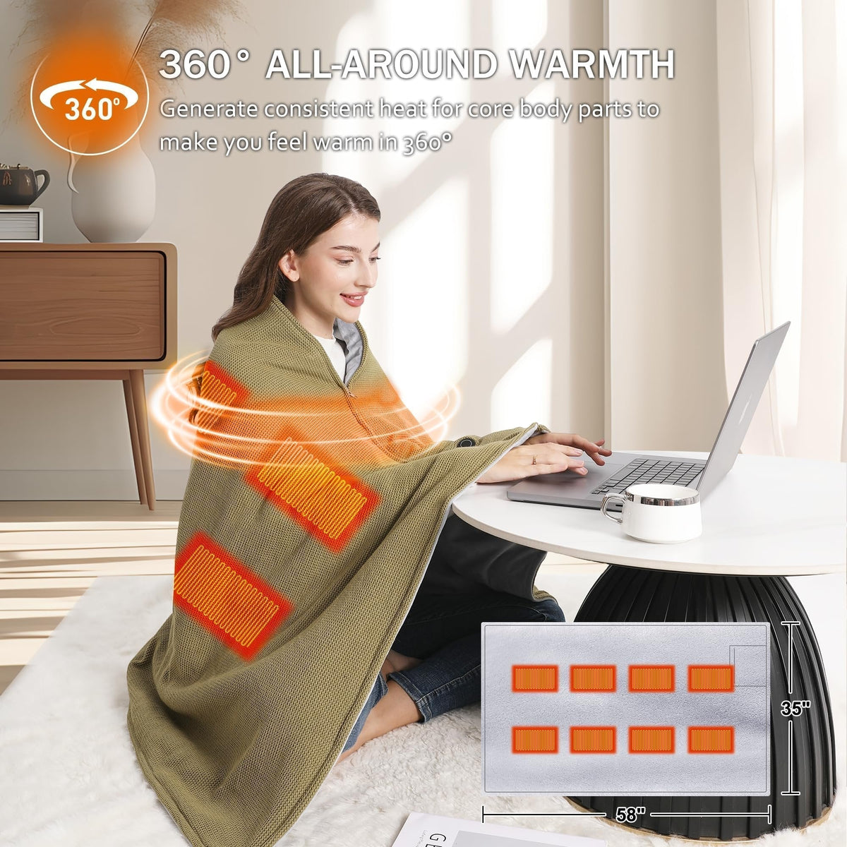 ❄️ 50% RABATT! 🔥 Tragbare elektrische Heizdecke – Schal-Design & warm durch den Winter ✨