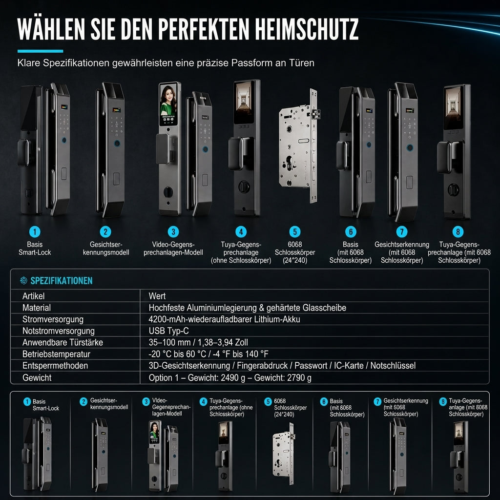 🔐 50% Rabatt! 🚪Smartes Türschloss mit Fingerabdruck, Gesichtserkennung & Fernzugriff