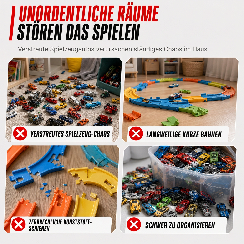 ⏳Begrenzte Zeit 50% Rabatt💥Spielzeug-Transformations-Lagerlastwagen für Kinder mit Soundeffekten und 207 cm langer, klappbarer Katapult-Rennstrecke sowie Mini-Legierungs-Baufahrzeugen