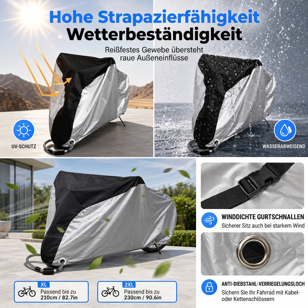 📢📢 50% RABATT !! ⏰ Wasserfeste und staubdichte 190T Fahrradabdeckung für den Außenbereich zum Schutz Ihres Fahrrads