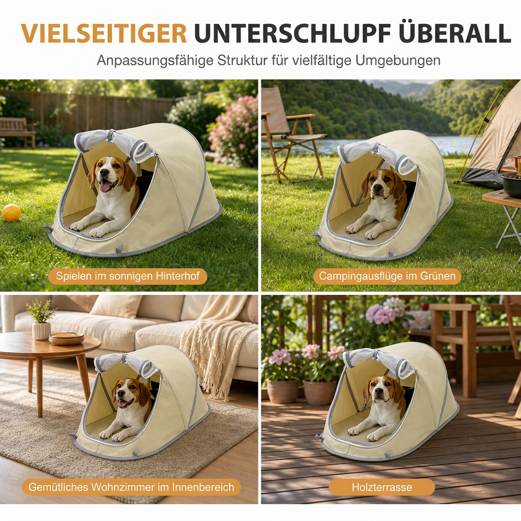 📢📢50% RABATT !! ⏰Tragbares, leichtes Pet Tent House für Katzen und kleine Hunde - für Innen- und Außenbereich, Reise, Camping, sonnengeschütztes Bett