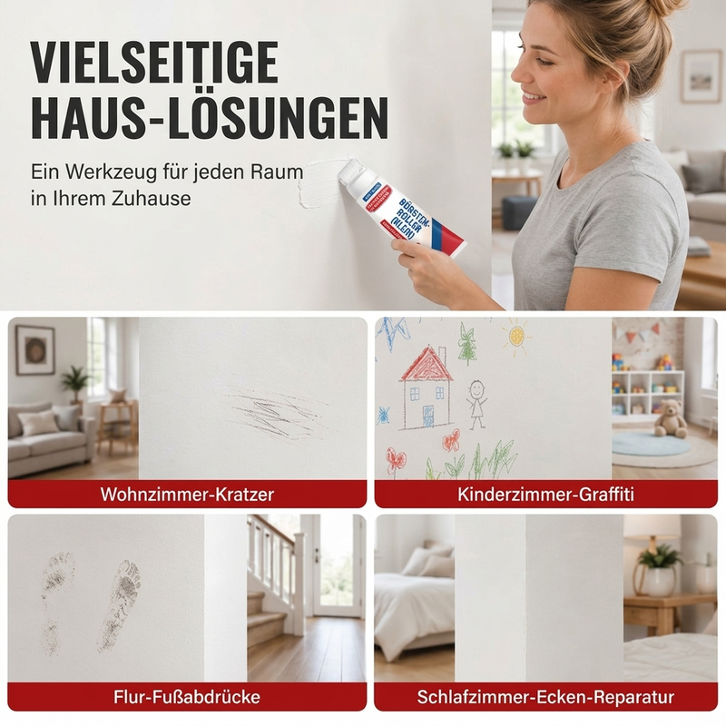 🥳2026 HEIßER VERKAUF🥳💞50.000+ VERKAUFT! 🧱🖌️ 56% RABATT! Wasserdichte Wandreparaturspachtelmasse mit Roller – 300g DIY Creme, schnelle Reparatur von Rissen, Flecken & Abplatzungen. Sicher & einfach! 🏠✅