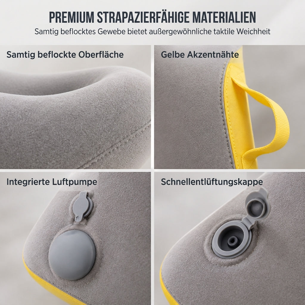 💤 50 % Rabatt ! Aufblasbares Reisekissen Ergonomisch – Entspannt ankommen, ohne Nackenschmerzen! ☁️ Integrierte Pumpe, 360° Kopfstütze, kompakt faltbar