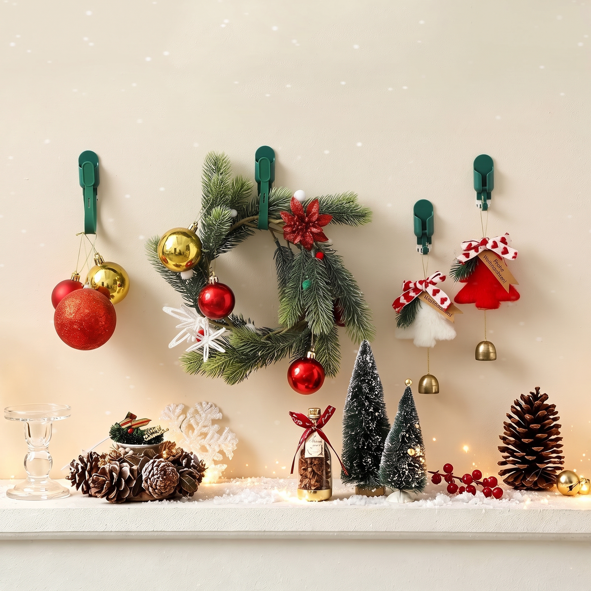 🎄 NUR FÜR KURZE ZEIT: 50% RABATT! 🎁 Silikon-Kranzbindebänder & spurlose Haken – wiederverwendbares, beschädigungsfreies Dekorationsset für die Weihnachtszeit ✨