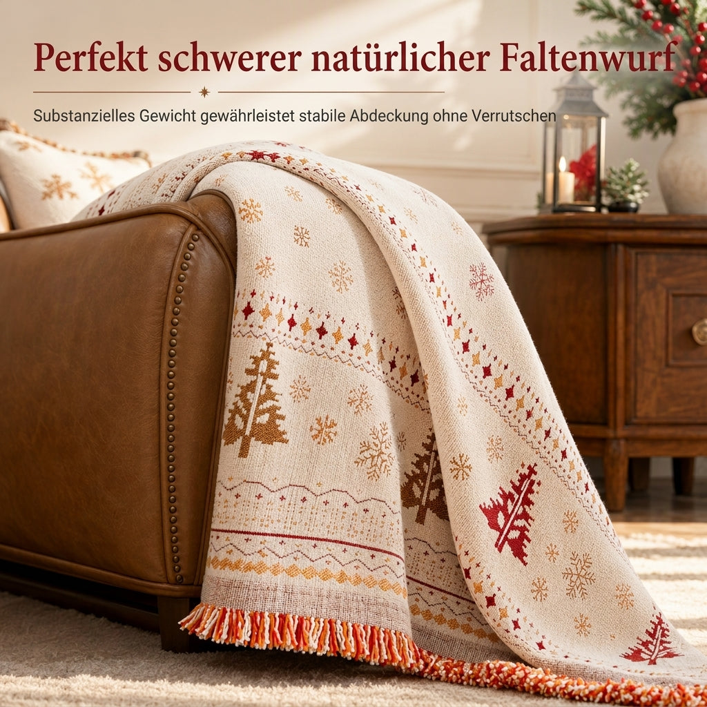 ✨ JETZT 50 % RABATT! !✨🎄 Verdickte Chenille Weihnachts Sofaüberzug – Vollflächiger, kratzfester und fleckenresistenter Couch-Schonbezug für Katzen ✨