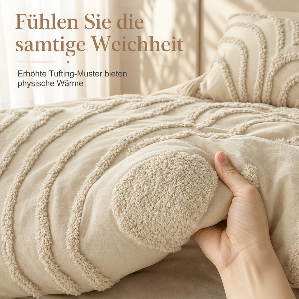 Gestepptes Blüten-Bettwäsche-Set mit breitem Regenbogenstreifen-Design