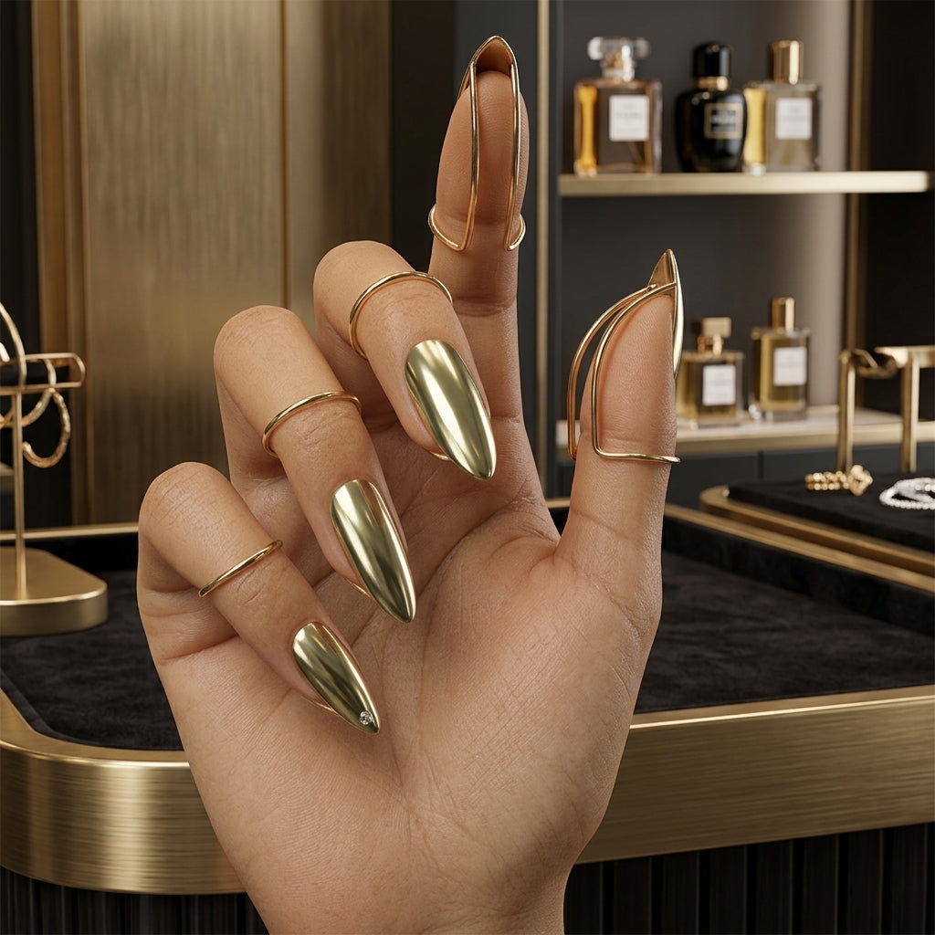 💍50 % RABATT! ✨ Avantgarde-Fingerschmuck Set – Metallische Nagelringe für einzigartige Looks, verstellbar & perfekt für Partys, Fotos und besondere Anlässe