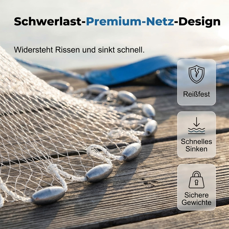 ⚓ JETZT 50% RABATT! 🎣 Easy-Throw Wurfnetz – schnell sinkend, robust & verwicklungsfrei – ideal zum Köderfischfang und für den Salzwassereinsatz 🌊