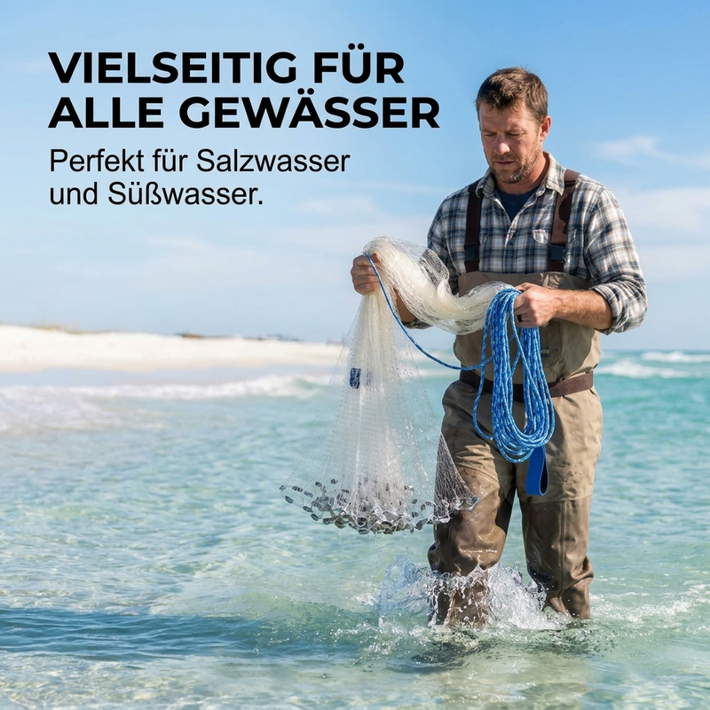 ⚓ JETZT 50% RABATT! 🎣 Easy-Throw Wurfnetz – schnell sinkend, robust & verwicklungsfrei – ideal zum Köderfischfang und für den Salzwassereinsatz 🌊