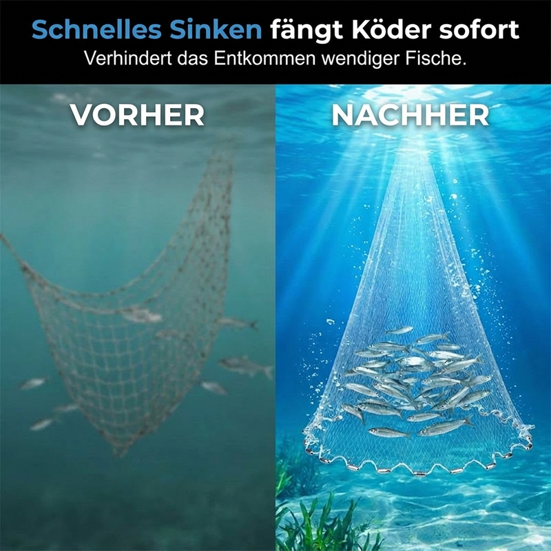 ⚓ JETZT 50% RABATT! 🎣 Easy-Throw Wurfnetz – schnell sinkend, robust & verwicklungsfrei – ideal zum Köderfischfang und für den Salzwassereinsatz 🌊