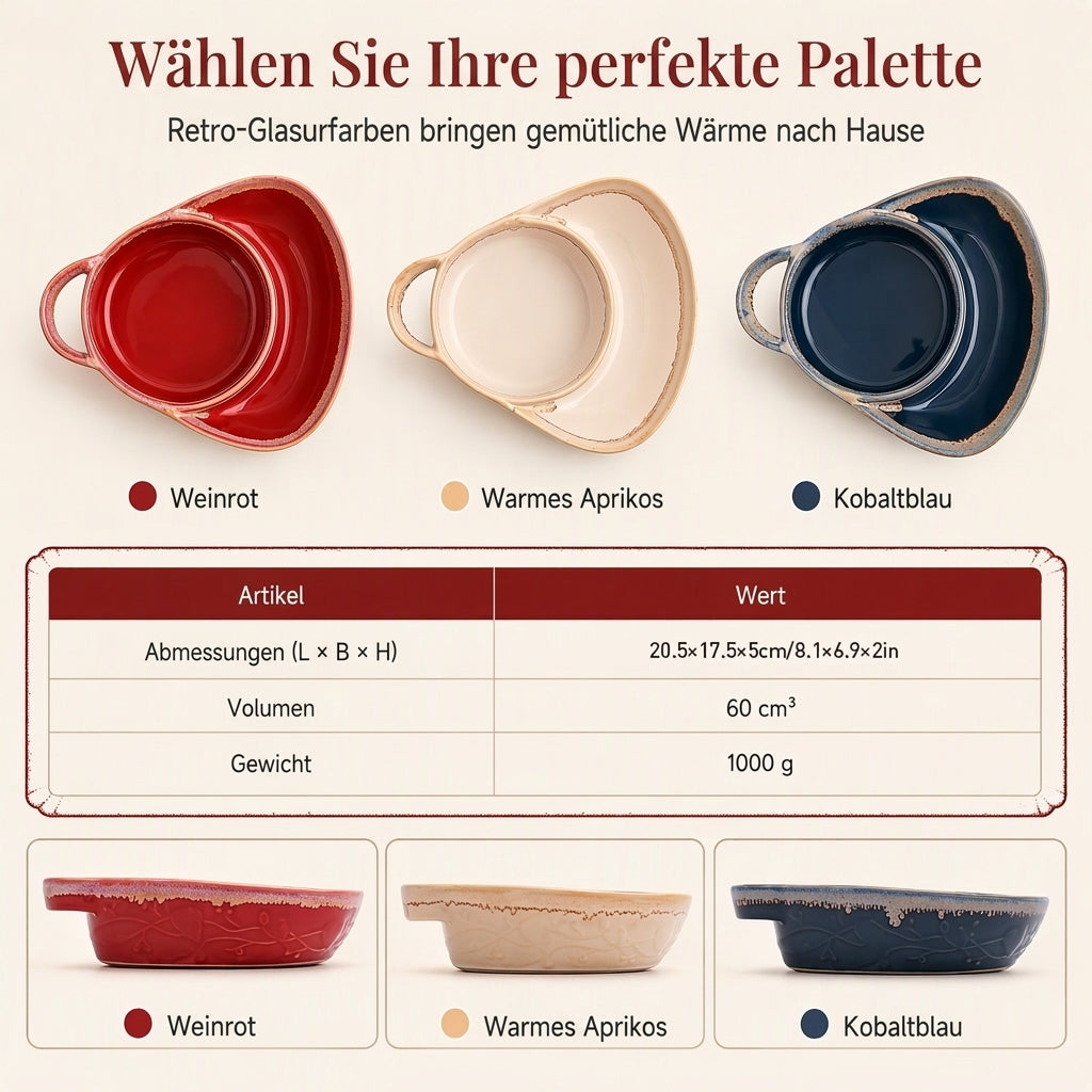 ✨50% RABATT NU! !✨Retro Keramik Auflaufform mit einzelnem Griff