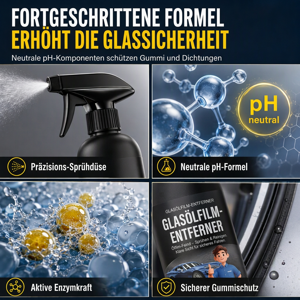 📢📢50% RABATT !!⏰Auto Glas Ölfilm Entferner Spray – starker Scheibenreiniger gegen Verschmutzungen und Insektenrückstände für klare Sicht beim Fahren