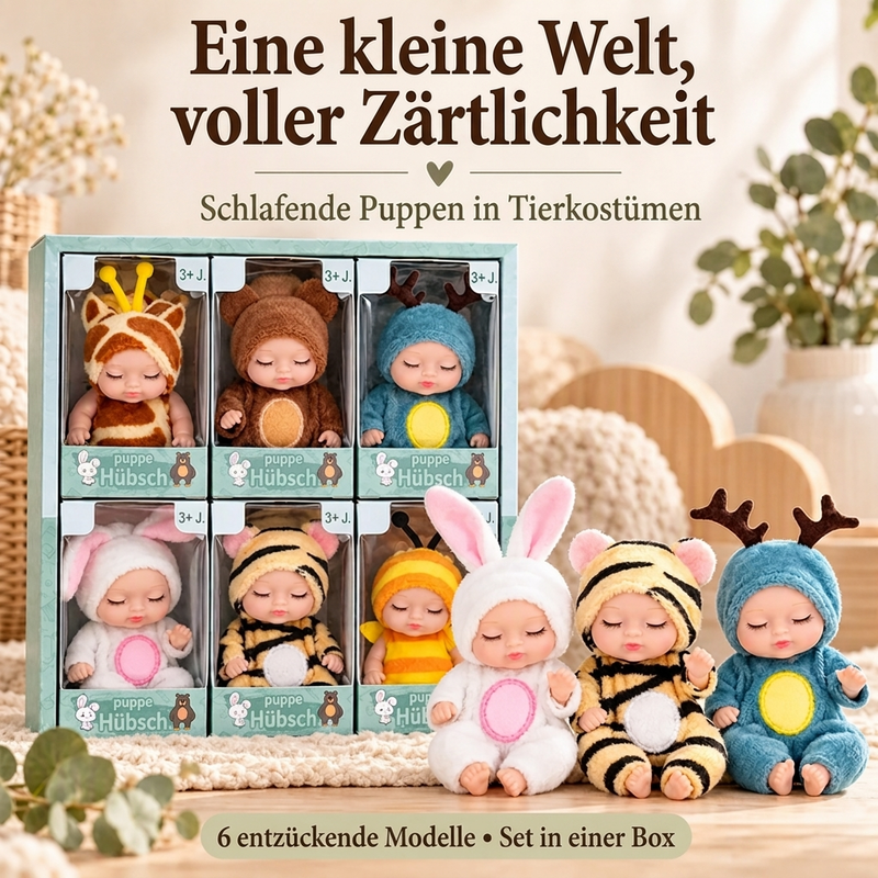 🎁 JETZT 50% RABATT! Mini Reborn-Puppen Set – lebensechte, realistische Winz-Puppen mit niedlichen Tier-Bademantel-Outfits, perfekte Geschenkbox für Kinder