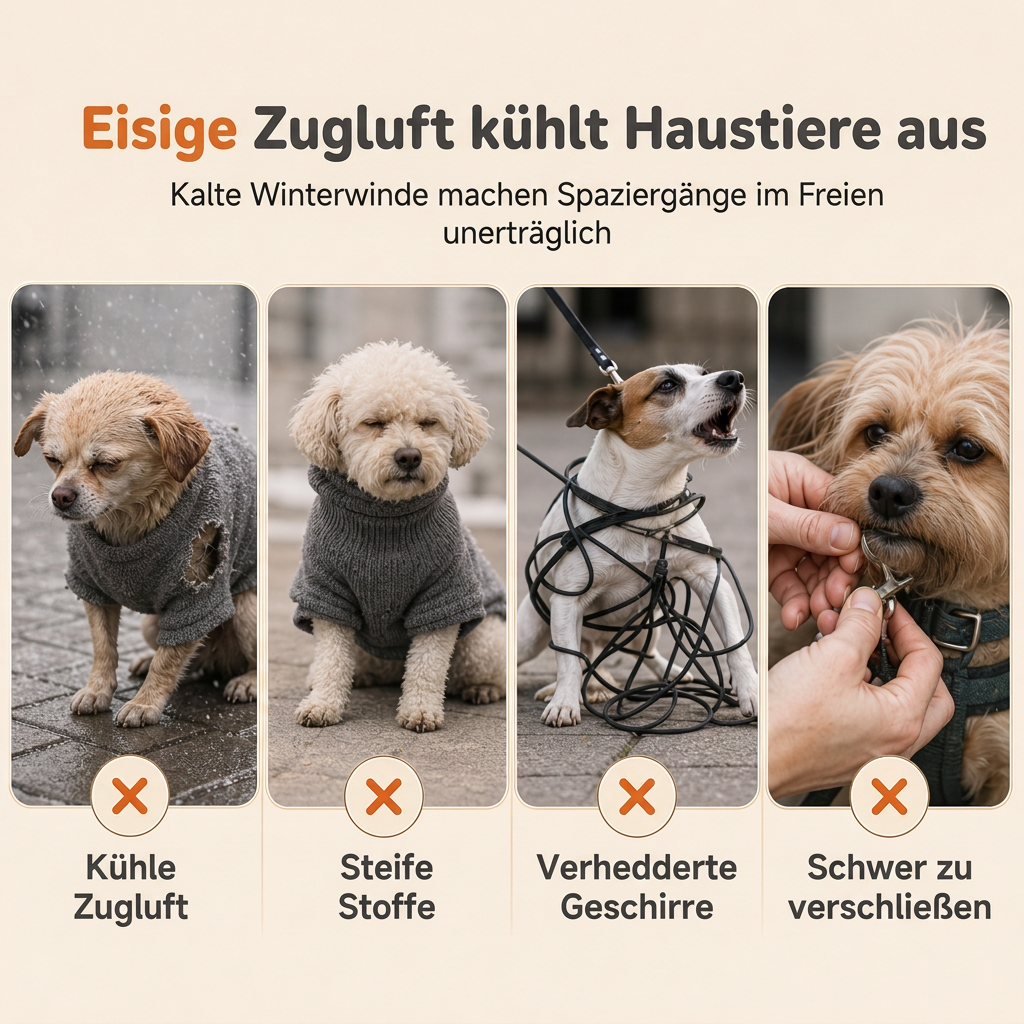 🔥50 % Rabatt🔥 Warmer Winterhundemantel mit Reflexstreifen & Geschirr – für kleine & mittelgroße Hunde ❄️