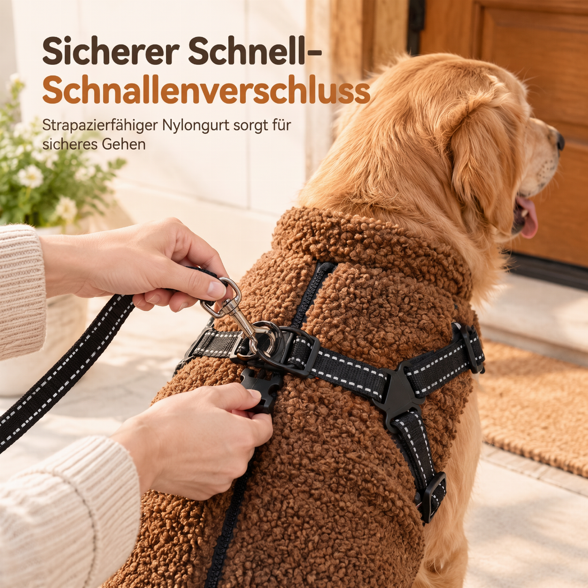 🔥50 % Rabatt🔥 Warmer Winterhundemantel mit Reflexstreifen & Geschirr – für kleine & mittelgroße Hunde ❄️