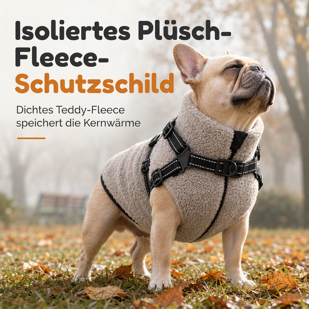 🔥50 % Rabatt🔥 Warmer Winterhundemantel mit Reflexstreifen & Geschirr – für kleine & mittelgroße Hunde ❄️