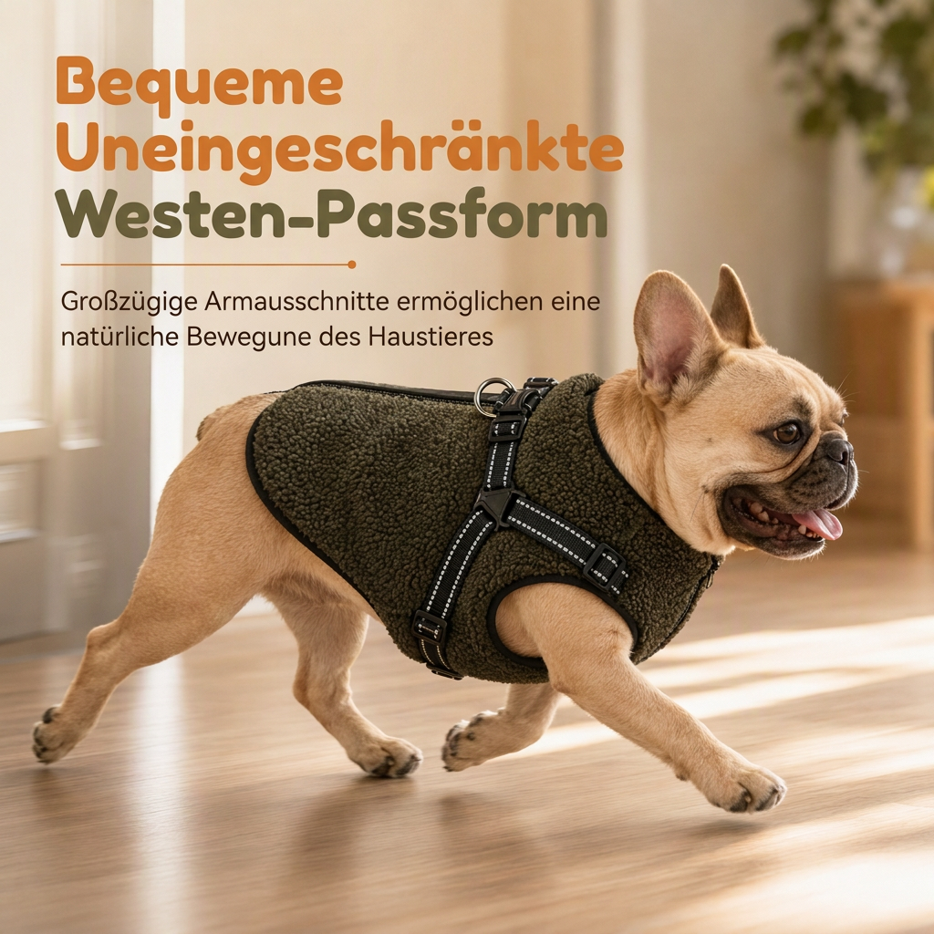 🔥50 % Rabatt🔥 Warmer Winterhundemantel mit Reflexstreifen & Geschirr – für kleine & mittelgroße Hunde ❄️