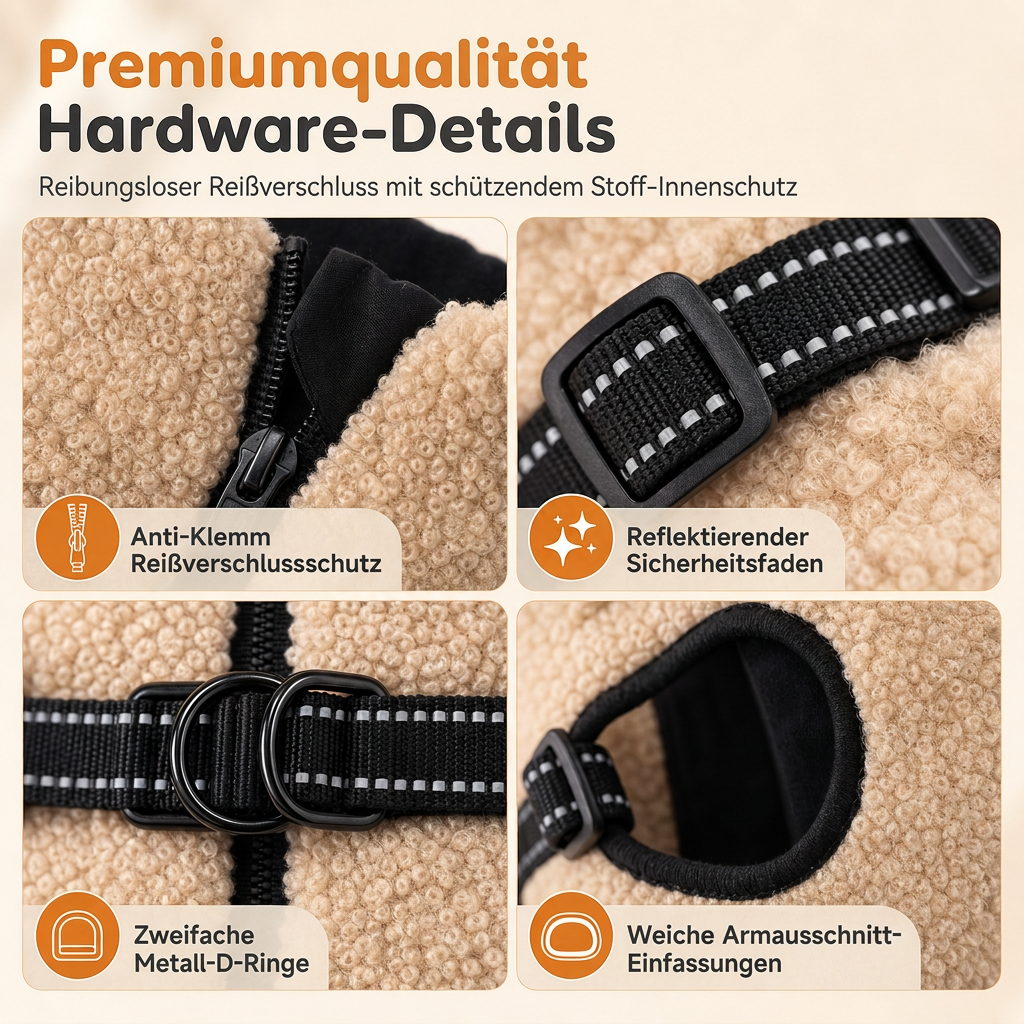 🔥50 % Rabatt🔥 Warmer Winterhundemantel mit Reflexstreifen & Geschirr – für kleine & mittelgroße Hunde ❄️