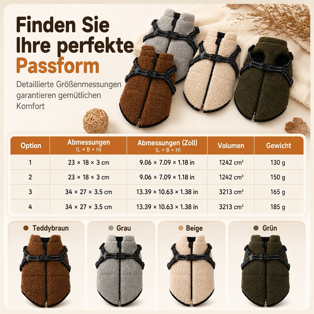 🔥50 % Rabatt🔥 Warmer Winterhundemantel mit Reflexstreifen & Geschirr – für kleine & mittelgroße Hunde ❄️