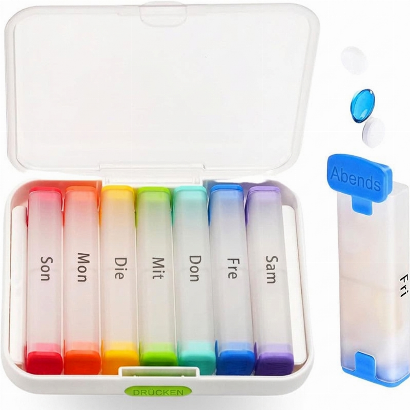 💊 NUR FÜR KURZE ZEIT 50% RABATT ✨ 7-TAGE-TRENNBARE PILLENBOX – FARBKODIERT & TRAGBAR 🌈