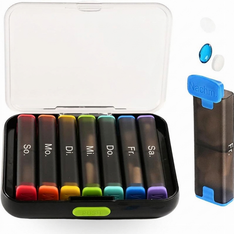 💊 NUR FÜR KURZE ZEIT 50% RABATT ✨ 7-TAGE-TRENNBARE PILLENBOX – FARBKODIERT & TRAGBAR 🌈