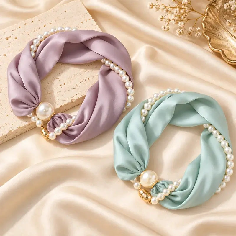 📿 50 % Rabatt 🧣 Perlen-Schal-Collier – Zeitlose Eleganz, verstellbare Schleife und schmucklöcherfreier Schmuck 🤍